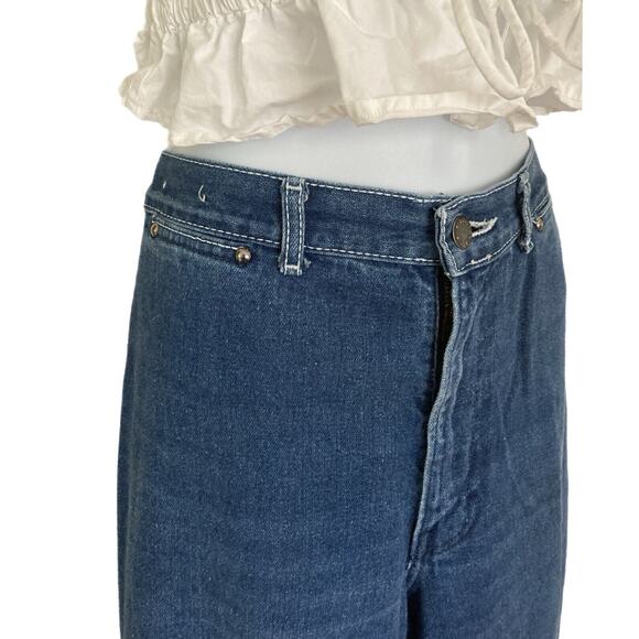 Vintage 70s Boho Hippie Brittania High Rise Blue Denim Flare Jeans Size 27 - Picture 4 of 7